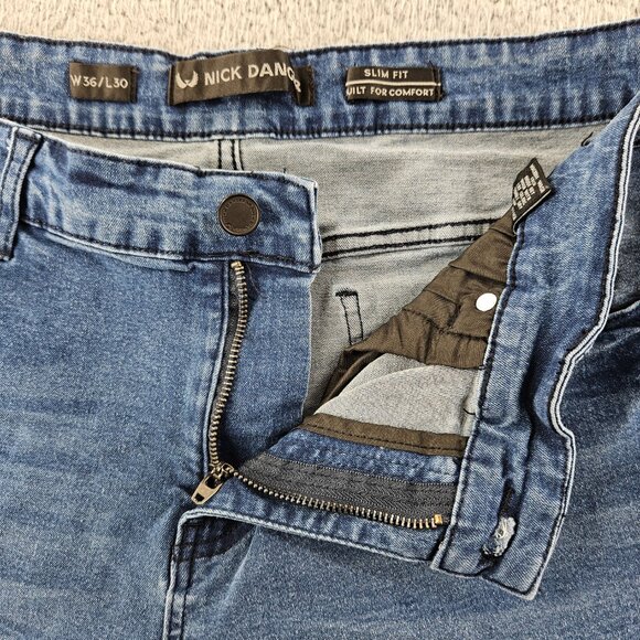 Nick Danger Jeans Mens 36x30 Blue Slim Fit Straight‎ Supreme Flex Stretch - Picture 3 of 16